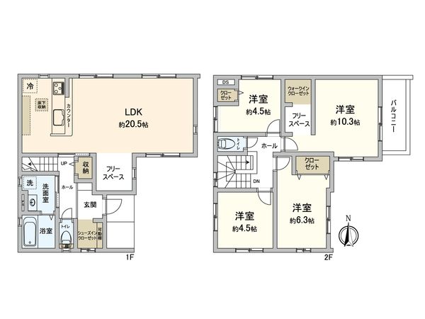 国分寺市北町5丁目 新築戸建 間取図(平面図) 国分寺市北町5丁目 新築戸建 間取図(平面図)
