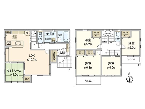 小平市小川町1丁目 新築戸建 間取図(平面図) 小平市小川町1丁目 新築戸建 間取図(平面図)