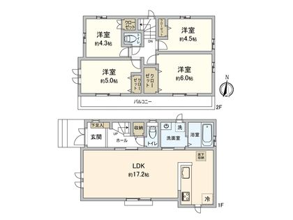 小平市学園東町 A号棟 間取図(平面図)