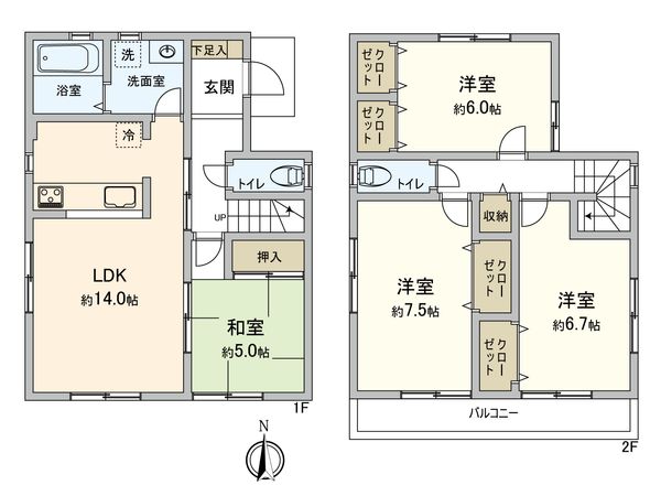 小平市小川町1丁目 戸建 間取図(平面図) 小平市小川町1丁目 戸建 間取図(平面図)