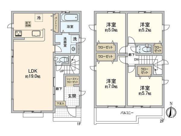 小平市小川町1丁目 新築戸建2号棟 間取図(平面図) 小平市小川町1丁目 新築戸建2号棟 間取図(平面図)
