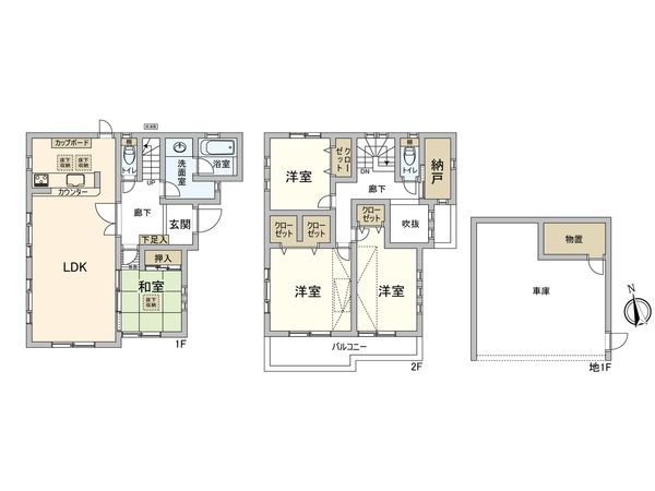 国分寺市南町1丁目 戸建 間取図(平面図)
