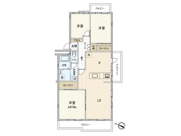 西国分寺史跡通り住宅 2号棟 間取図(平面図) 西国分寺史跡通り住宅 2号棟 間取図(平面図)
