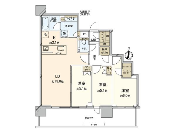 シティタワー国分寺ザ・ツイン ウエスト 間取図(平面図)