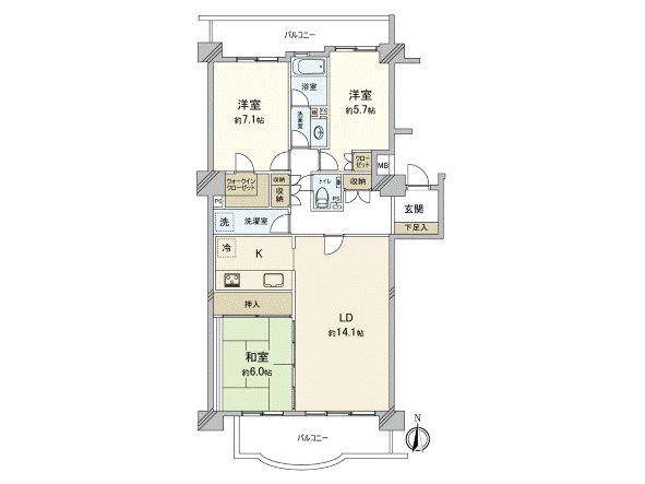 ガーデンハイツ小平1番館 間取図(平面図) ガーデンハイツ小平1番館 間取図(平面図)