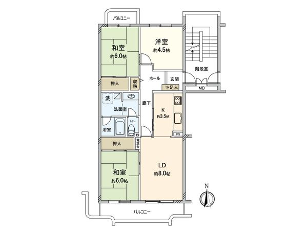 西国分寺史跡通り住宅 8号棟 間取図(平面図) 西国分寺史跡通り住宅 8号棟 間取図(平面図)