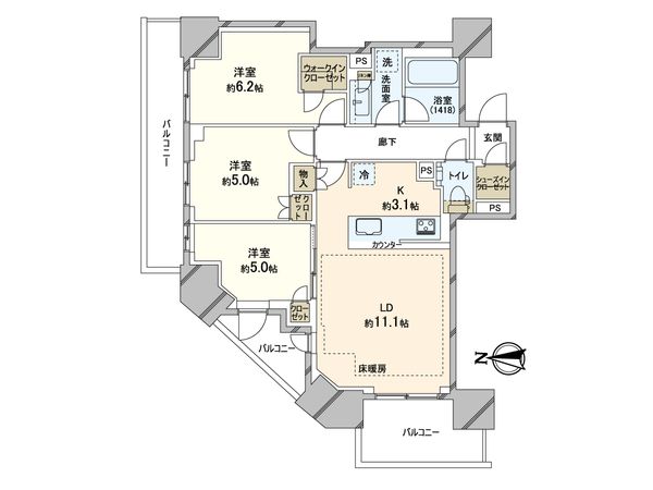 シティタワー国分寺ザ・ツイン イースト 間取図(平面図)