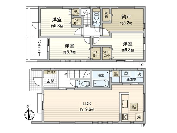 三鷹市上連雀9丁目 新築戸建 1号棟 間取図(平面図) 間取図(平面図)