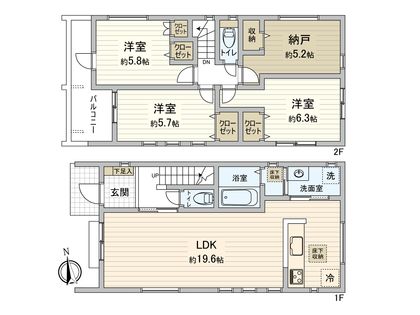 三鷹市上連雀9丁目 新築戸建 1号棟 間取図(平面図)
