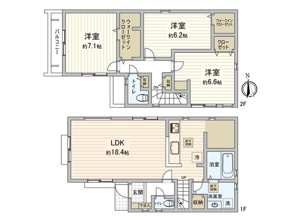三鷹市上連雀9丁目 新築戸建 4号棟 間取図(平面図) 間取図(平面図)