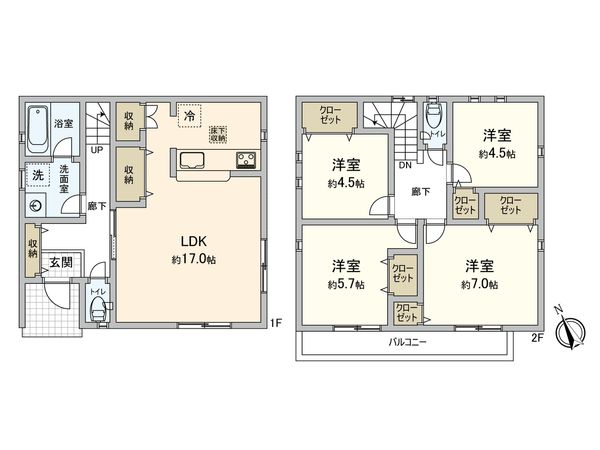 武蔵野市八幡町1丁目 2号棟 間取図(平面図) 間取図(平面図)
