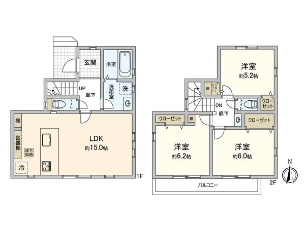 三鷹市上連雀8丁目 新築戸建 3号棟 間取図(平面図)
