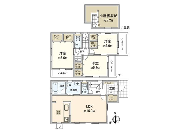 三鷹市大沢1丁目 戸建 間取図(平面図) 三鷹市大沢1丁目 戸建 間取図(平面図)