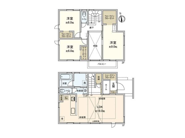 三鷹市牟礼1丁目 戸建 1号棟 間取図(平面図)