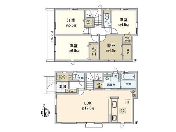三鷹市上連雀6丁目5号棟 間取図(平面図) 三鷹市上連雀6丁目5号棟 間取図(平面図)