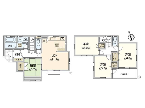 新座市畑中二丁目 中古戸建 間取図(平面図) 新座市畑中二丁目 中古戸建 間取図(平面図)