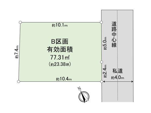 調布市上石原2丁目 建築条件付土地 B区画 区画図 区画図