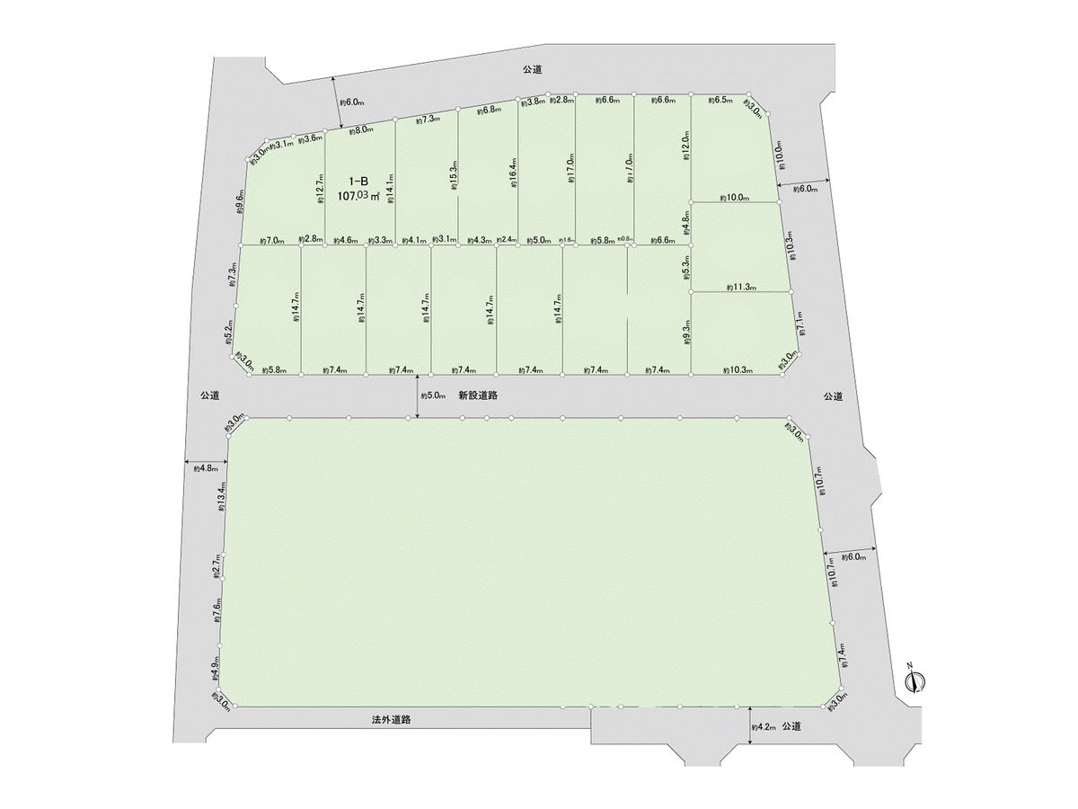 調布市佐須町5丁目 土地1―B区画 全体区画図 全体区画図