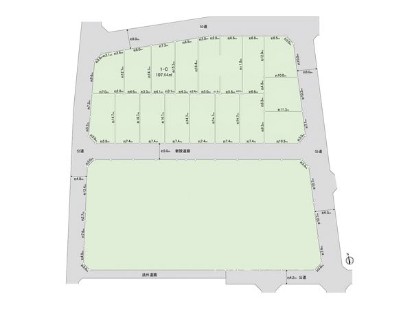 調布市佐須町5丁目 土地1―C区画 全体区画図
