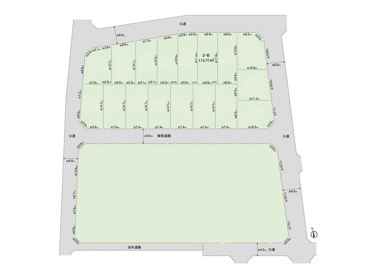 調布市佐須町5丁目 土地2―B区画 全体区画図 全体区画図