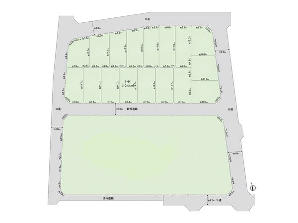 調布市佐須町5丁目 土地1―H区画 全体区画図