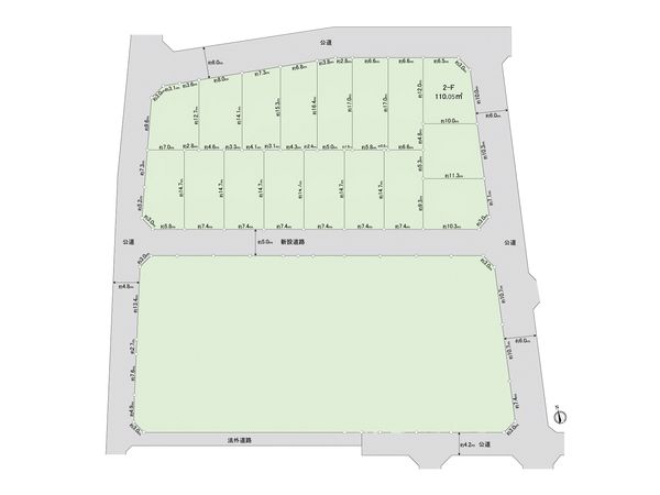 調布市佐須町5丁目 土地2―F区画 全体区画図