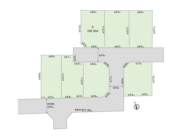 調布市菊野台2丁目 土地 C区画 全体区画図