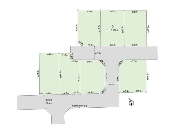 調布市菊野台2丁目 土地 D区画 全体区画図