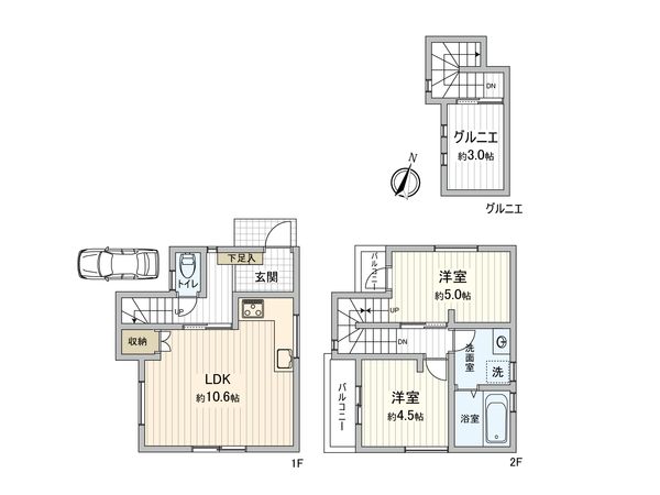 調布市上石原3丁目土地 建物プラン例 (間取り図) 調布市上石原3丁目土地 建物プラン例 (間取り図)