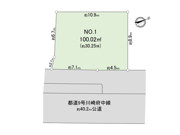 稲城市押立 土地1区画 区画図 稲城市押立 土地1区画 区画図