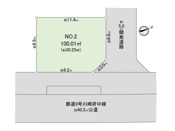 稲城市押立 土地2区画 区画図 稲城市押立 土地2区画 区画図