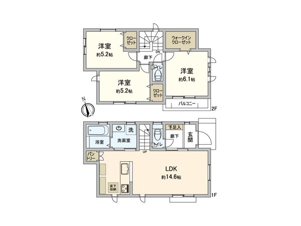 調布市深大寺南町5丁目新築戸建 3号棟 間取図(平面図) 調布市深大寺南町5丁目新築戸建 3号棟 間取図(平面図)
