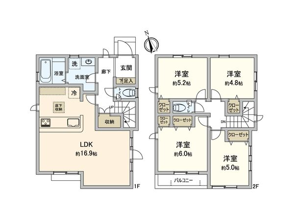調布市深大寺南町5丁目新築戸建 4号棟 間取図(平面図) 調布市深大寺南町5丁目新築戸建 4号棟 間取図(平面図)