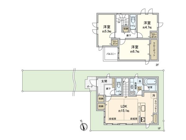 調布市調布ケ丘3丁目新築戸建 2号棟 間取図(平面図) 調布市調布ケ丘3丁目新築戸建 2号棟 間取図(平面図)