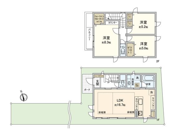 調布市調布ケ丘3丁目新築戸建 5号棟 間取図(平面図) 調布市調布ケ丘3丁目新築戸建 5号棟 間取図(平面図)