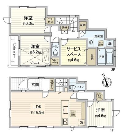 稲城市押立新築戸建 1号棟 間取図(平面図) 稲城市押立新築戸建 1号棟 間取図(平面図)