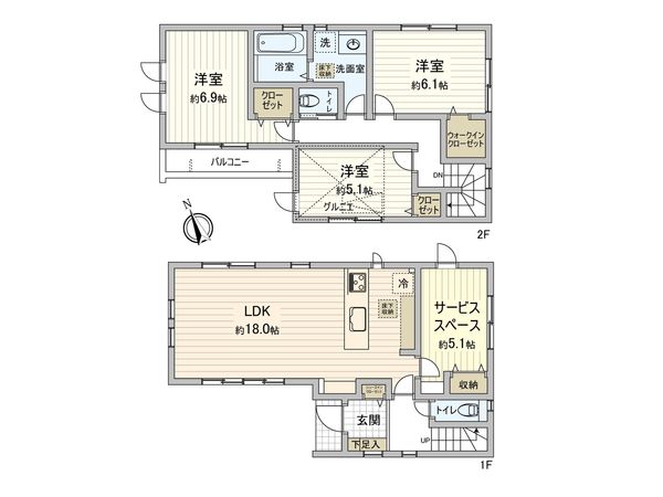 稲城市押立新築戸建 2号棟 間取図(平面図) 稲城市押立新築戸建 2号棟 間取図(平面図)