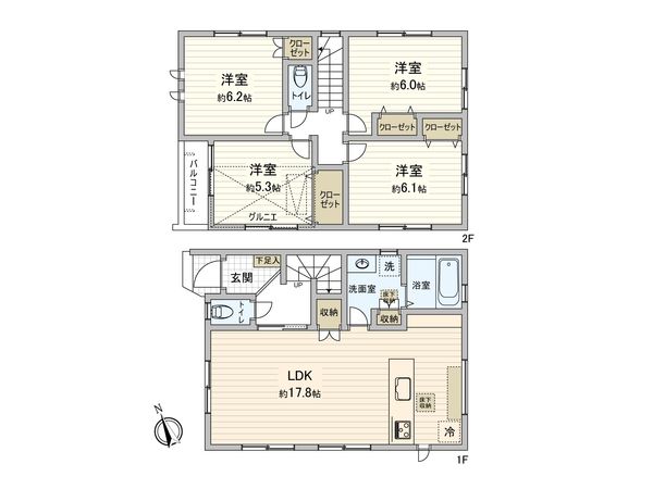 稲城市押立新築戸建 4号棟 間取図(平面図) 稲城市押立新築戸建 4号棟 間取図(平面図)