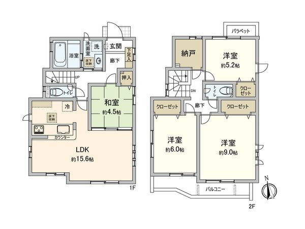 稲城市東長沼 新築戸建1号棟 間取図(平面図) 稲城市東長沼 新築戸建1号棟 間取図(平面図)