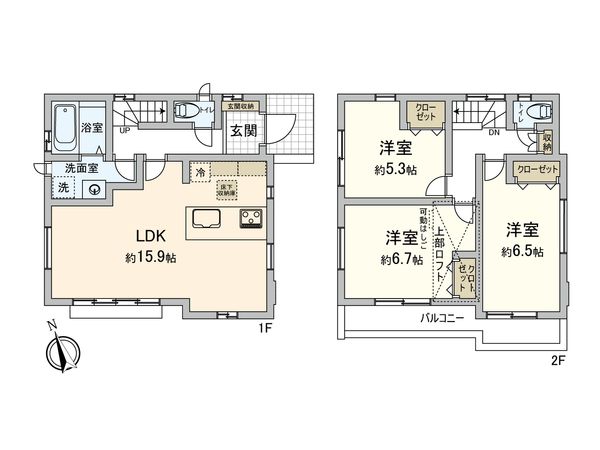 稲城市東長沼新築戸建 6号棟 間取図(平面図)