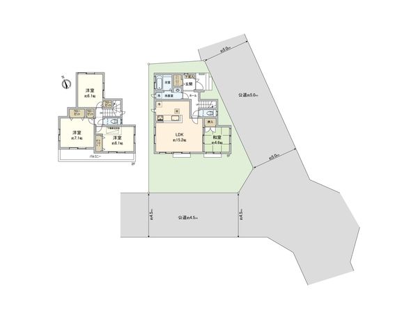 調布市多摩川4丁目戸建 間取図(平面図)