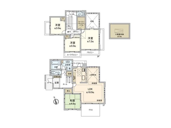 調布市布田6丁目 戸建 間取図(平面図) 調布市布田6丁目 戸建 間取図(平面図)