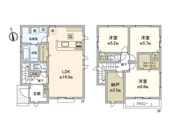 多摩市貝取新築戸建 1号棟 間取図(平面図)