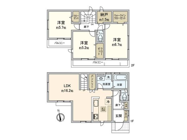 多摩市貝取新築戸建 2号棟 間取図(平面図)