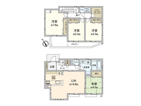 調布市深大寺元町3丁目 戸建 間取図(平面図) 間取図(平面図)