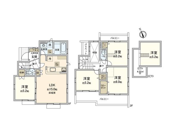 三鷹市大沢5丁目 新築戸建 1号棟 間取図(平面図) 三鷹市大沢5丁目 新築戸建 1号棟 間取図(平面図)