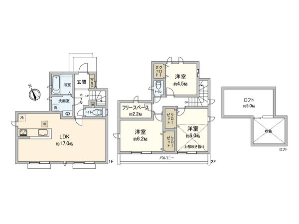 深大寺北町1丁目 新築戸建 B号棟 間取図(平面図) 深大寺北町1丁目 新築戸建 B号棟 間取図(平面図)
