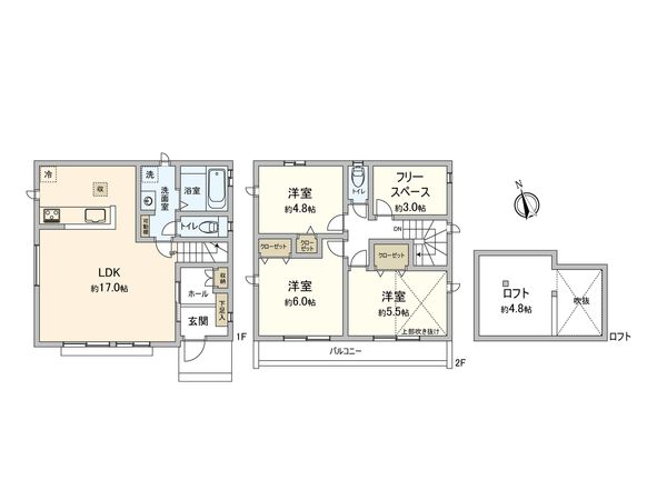 深大寺北町1丁目 新築戸建 D号棟 間取図(平面図) 深大寺北町1丁目 新築戸建 D号棟 間取図(平面図)