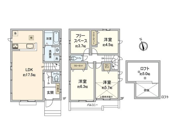 深大寺北町1丁目 新築戸建 E号棟 間取図(平面図) 深大寺北町1丁目 新築戸建 E号棟 間取図(平面図)