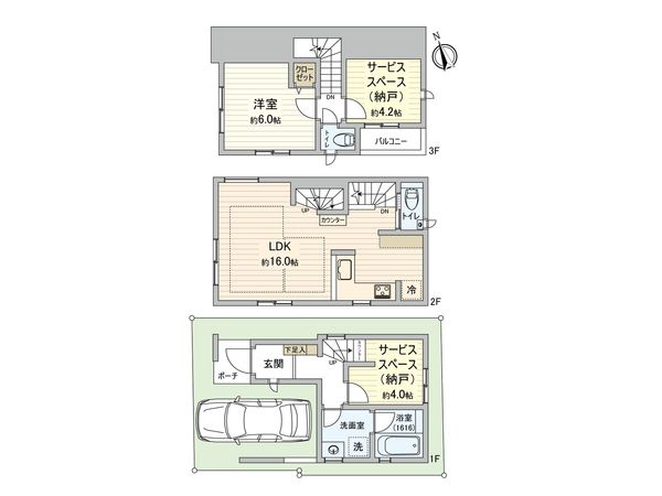 調布市国領町7丁目新築戸建 間取図(平面図) 間取図(平面図)